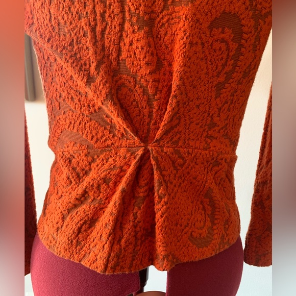 ANTHROPOLOGIE ORANGE JACQUARD JACKET/BLAZER - Picture 6 of 11